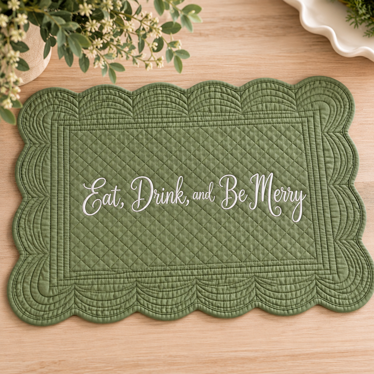 Eat Drink and Be Merry Embroidered Placemats
