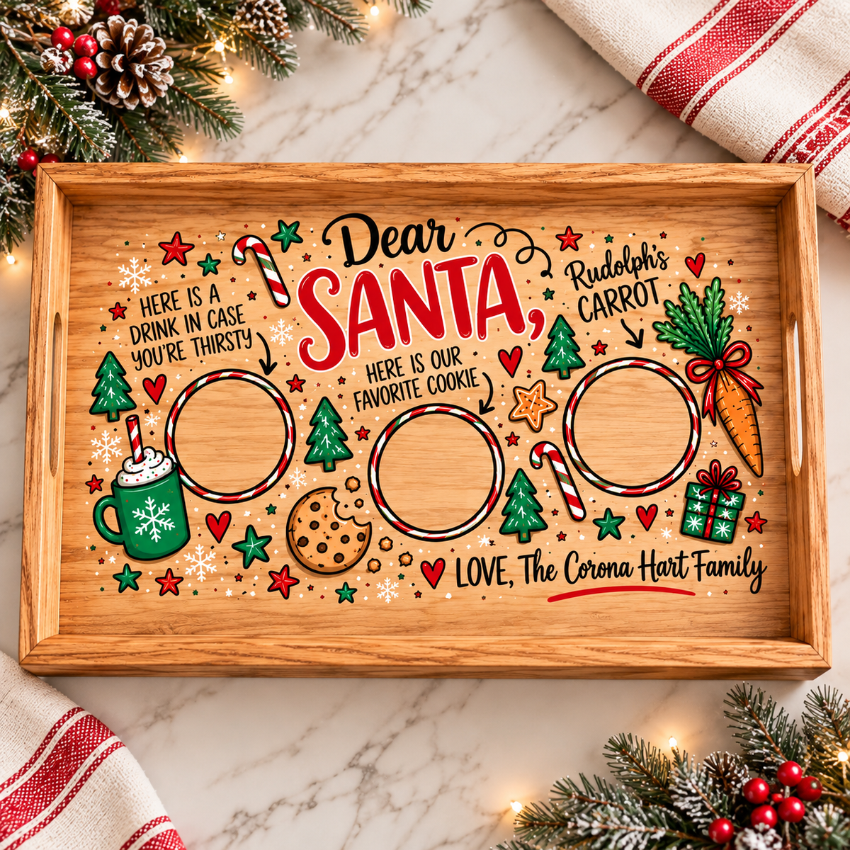 Customizable Dear Santa Wooden Tray