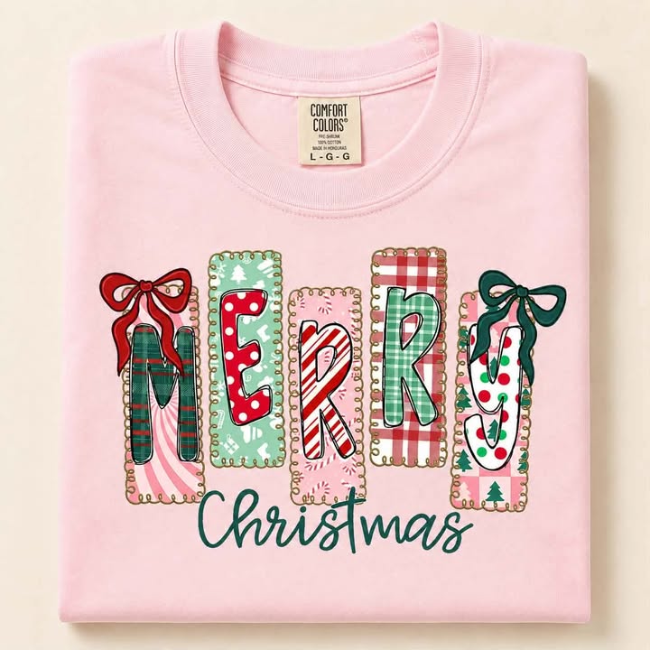 Merry Christmas Embroidery Shirt and Crewneck