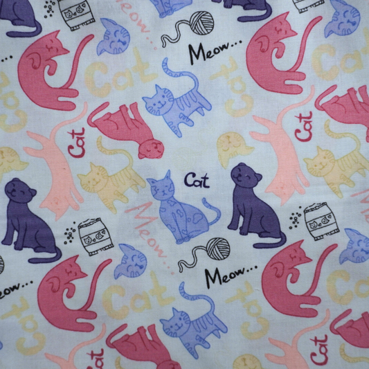 Blue Kitty Fabric