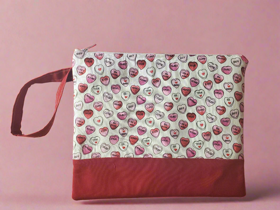 Sweet Heart Lined Makeup Pouch