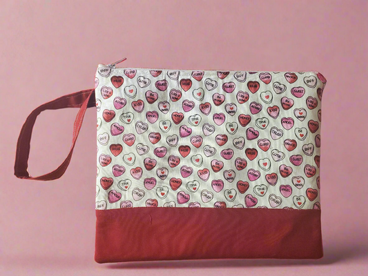 Sweet Heart Lined Makeup Pouch