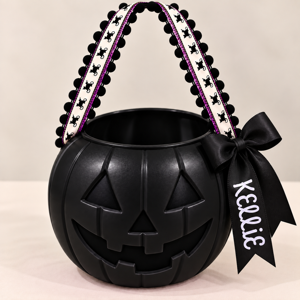 Custom Limited Edition Glitter Pumpkin Basket with removable bow