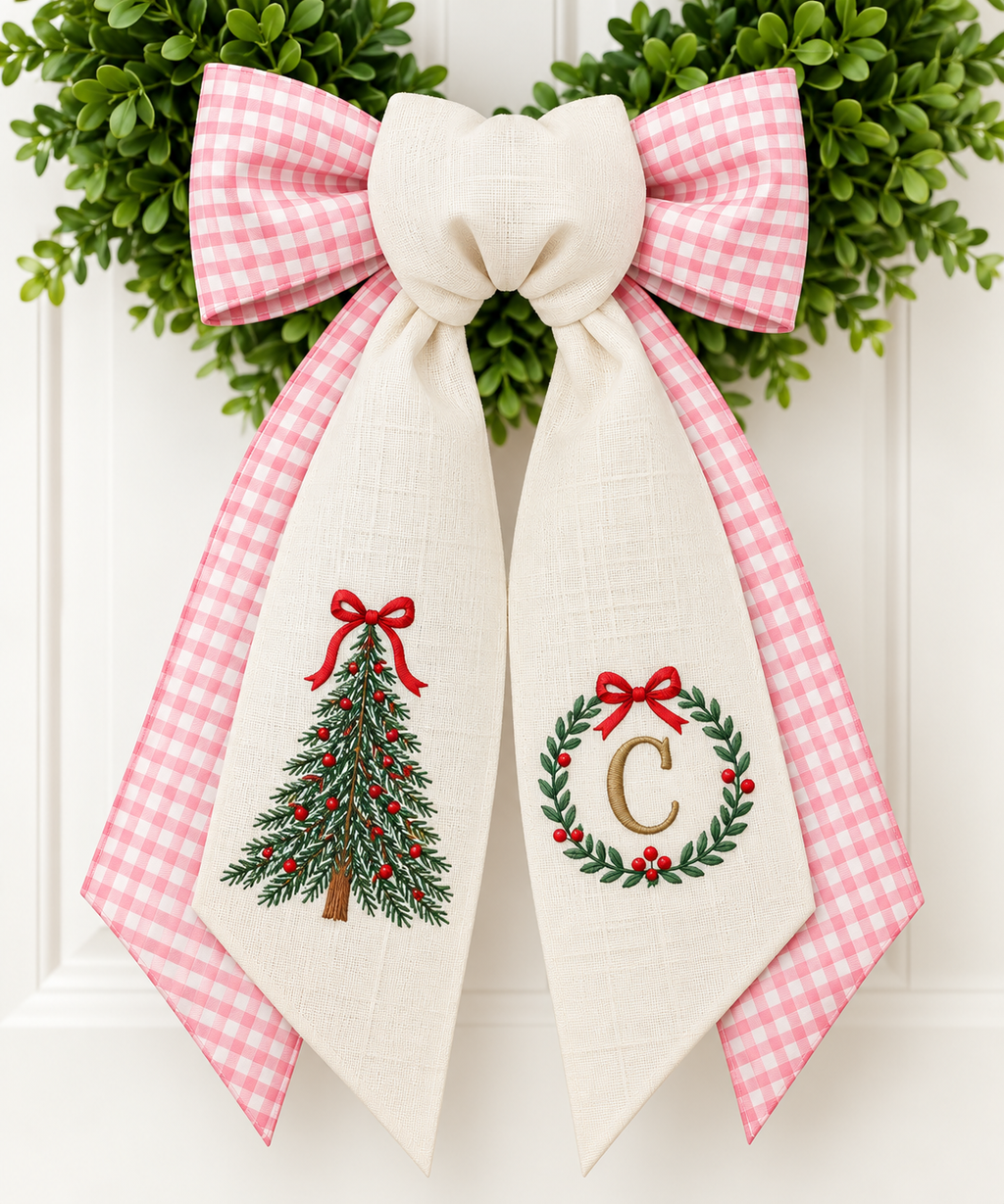 Hand sewn Christmas Reef Bow (different colors available)