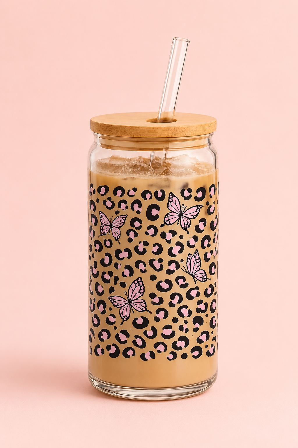 Pink Cheetah and Butterfly Cup