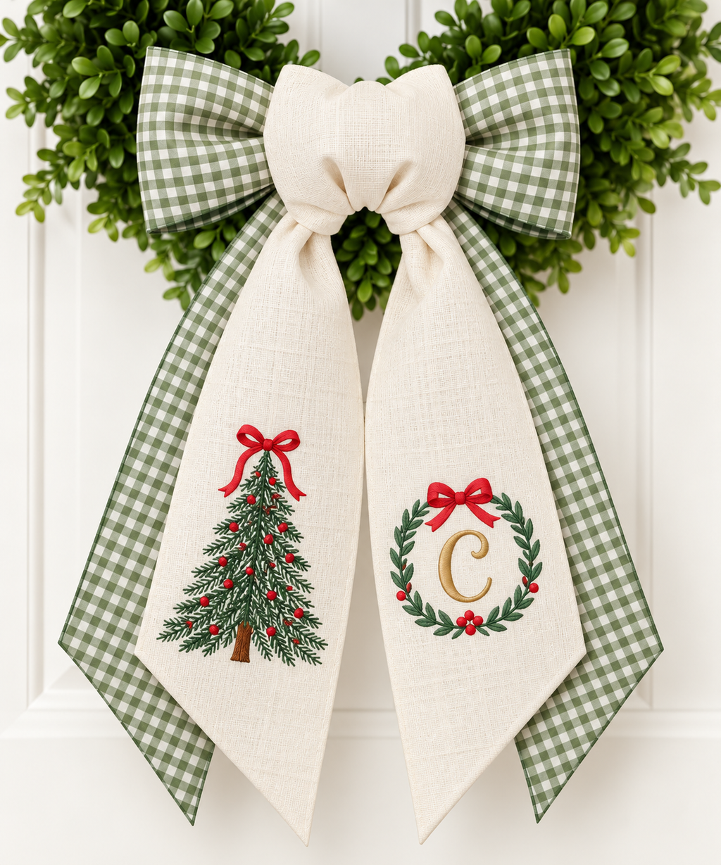Hand sewn Christmas Reef Bow (different colors available)