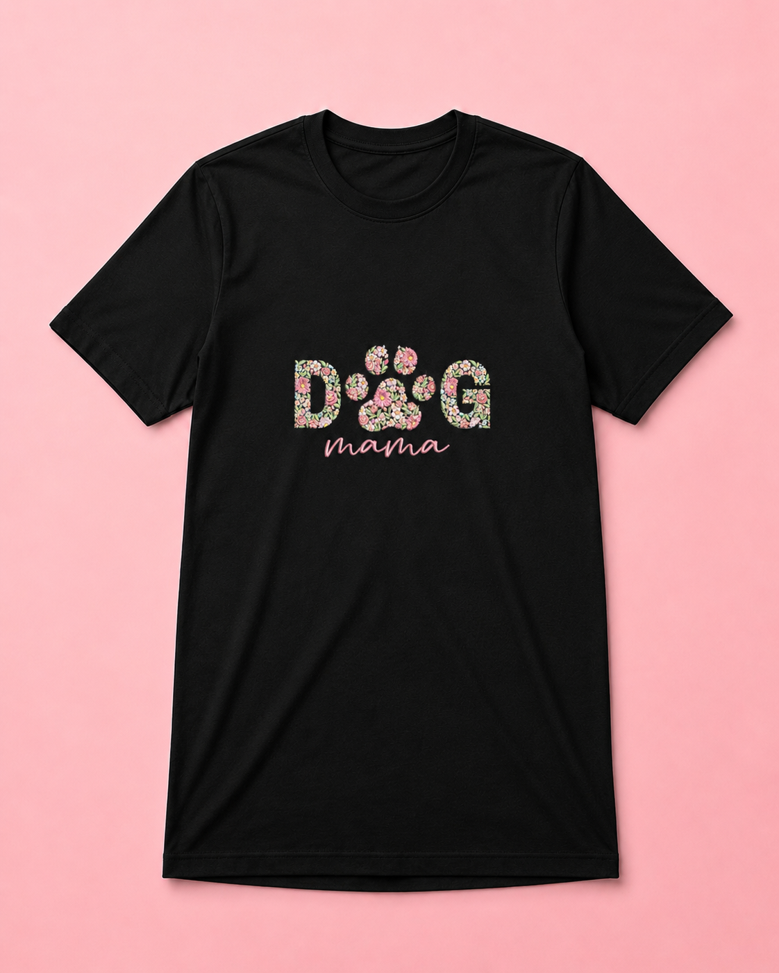 Flower Embroidery Dog Mama Shirt