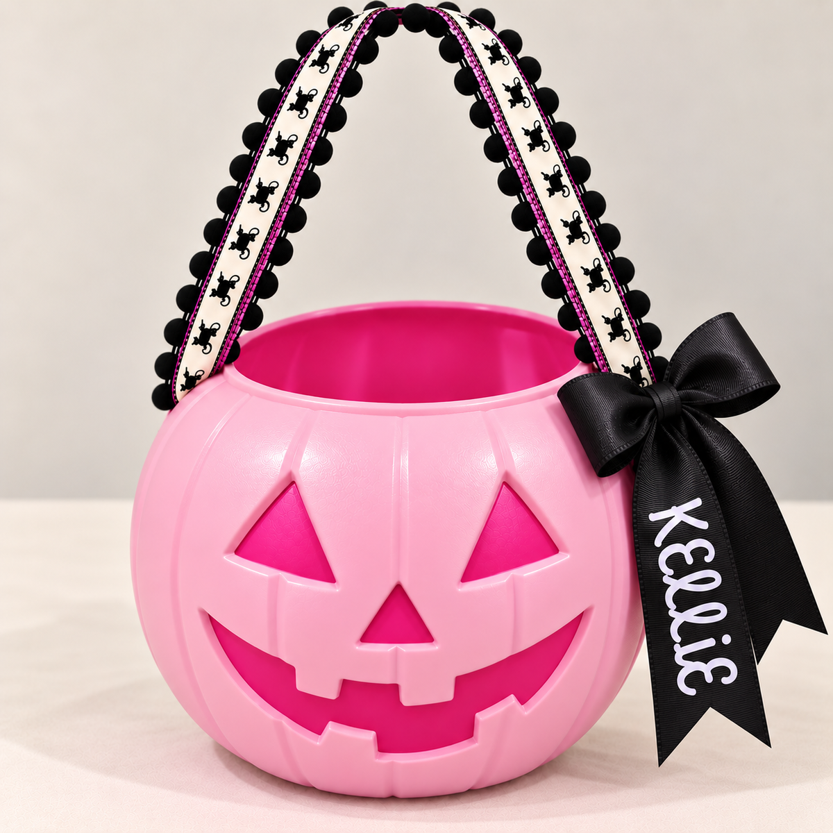 Custom Limited Edition Glitter Pumpkin Basket with removable bow