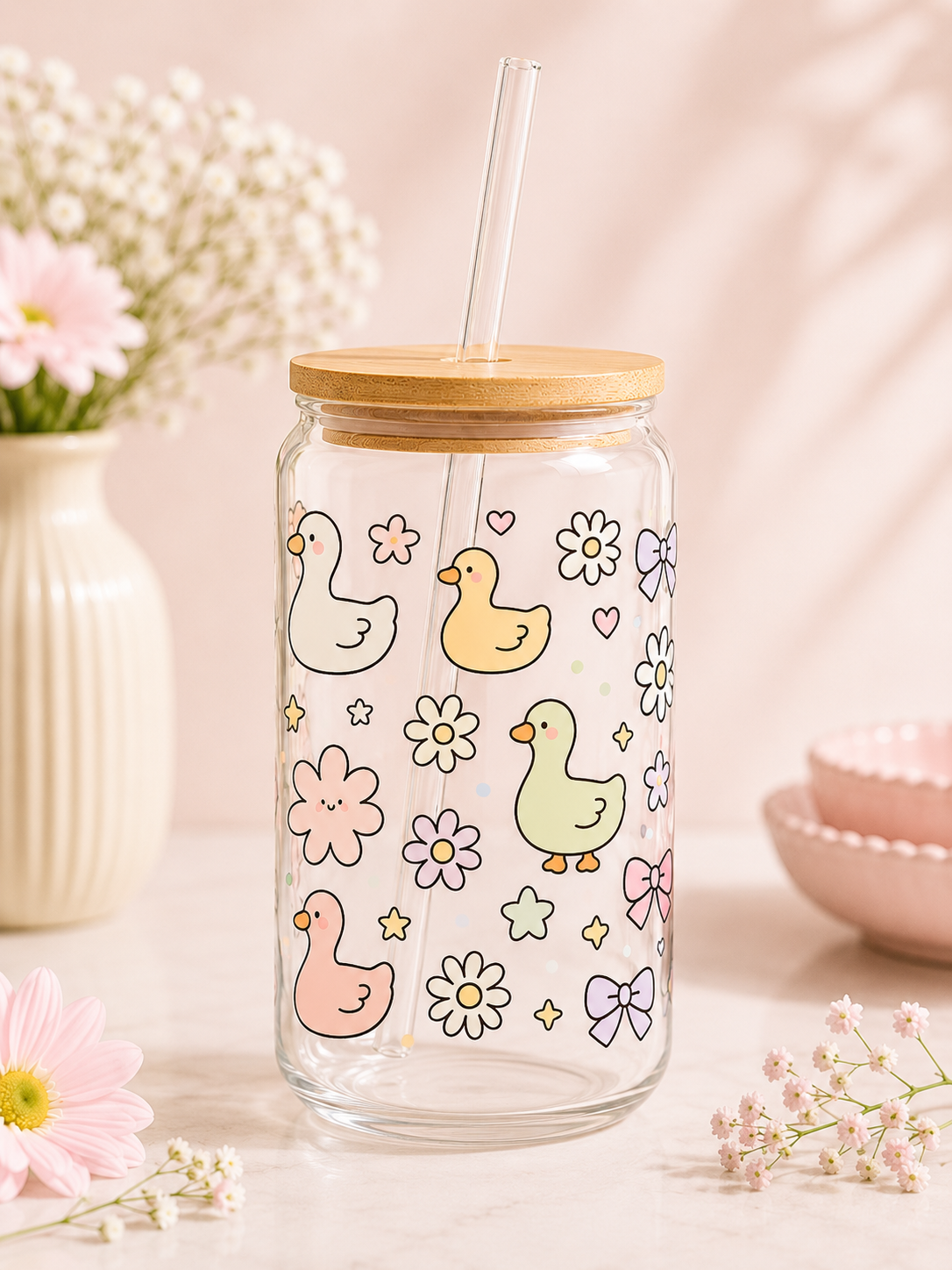 Pastel Duckies and Flowers