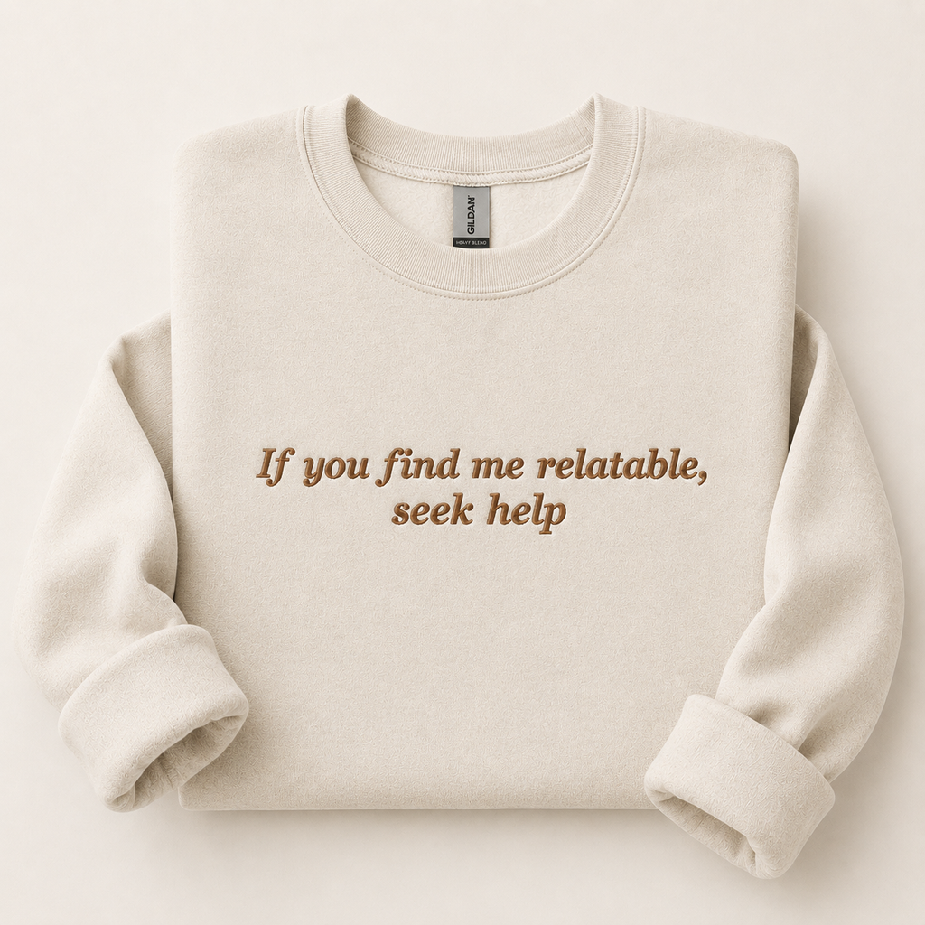 Seek Help Embroidery Shirt and Crewneck