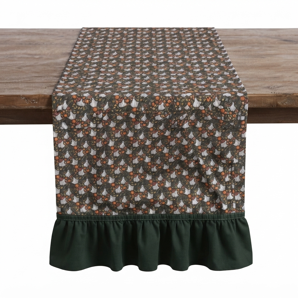 Double sides Ruffle Table Runner - Fall Ghosts Sets