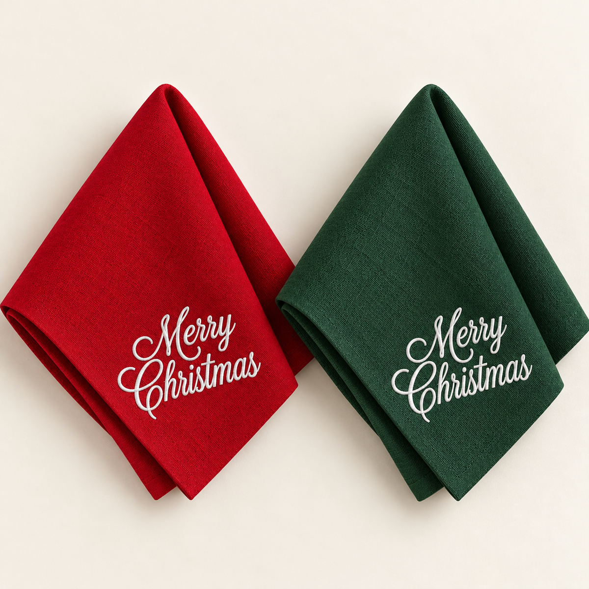 Merry Christmas Embroidered Napkins