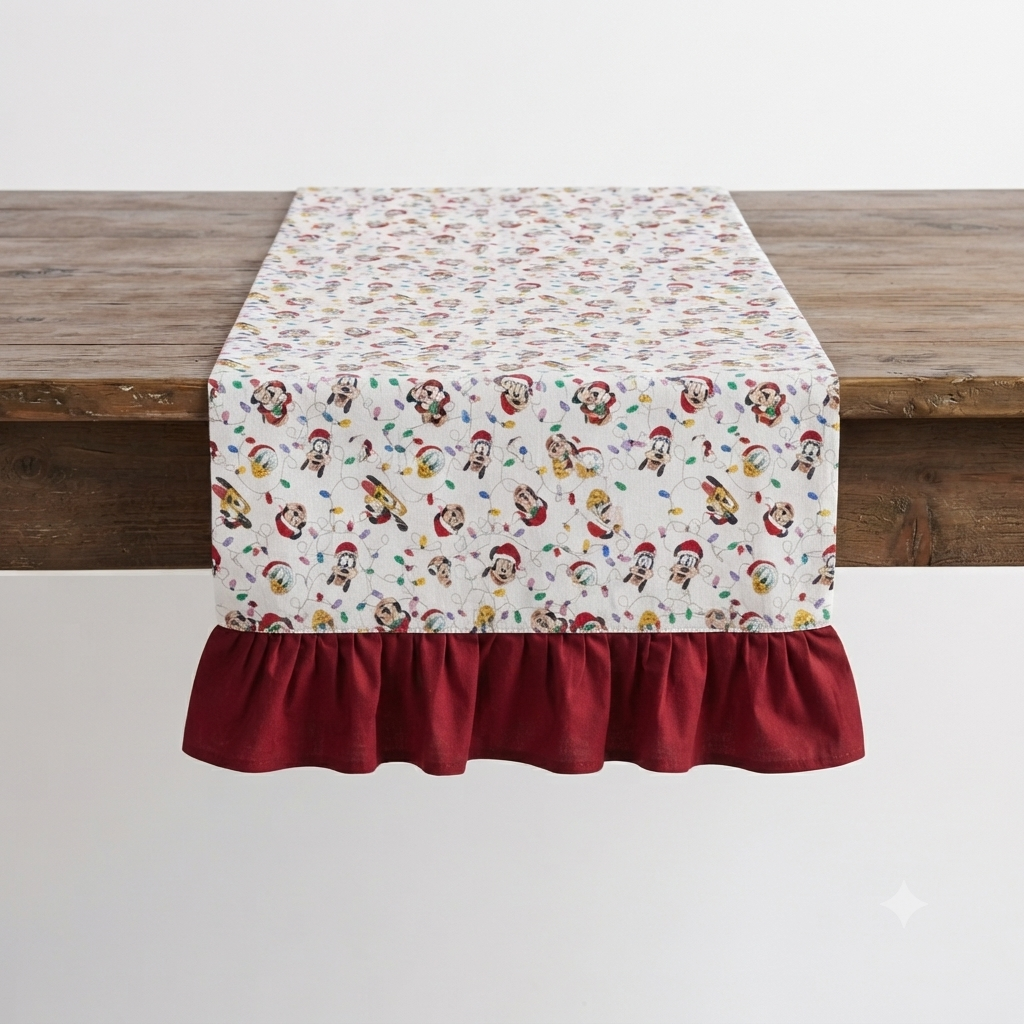 Double sides Ruffle Table Runner - Mickie and Friends