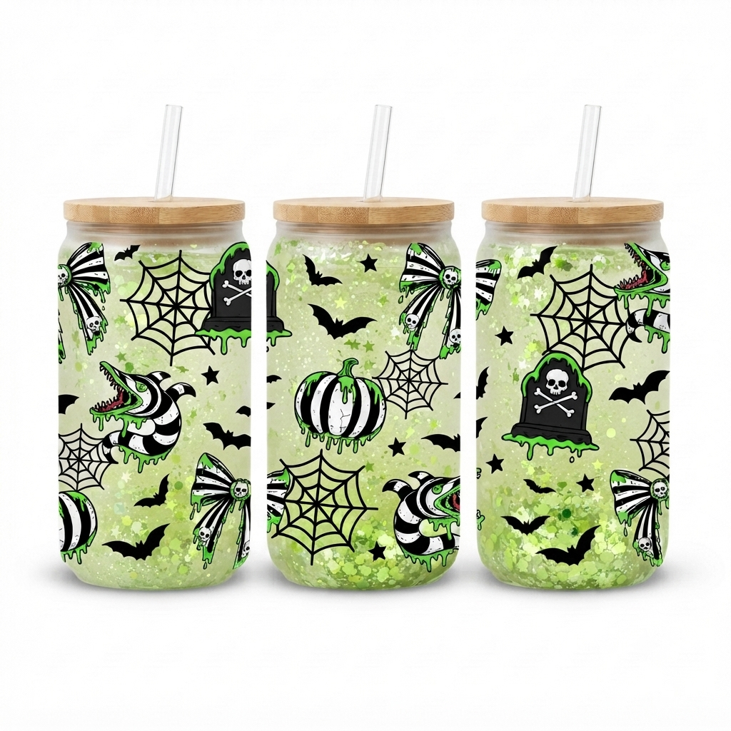 Glitter green slime cup