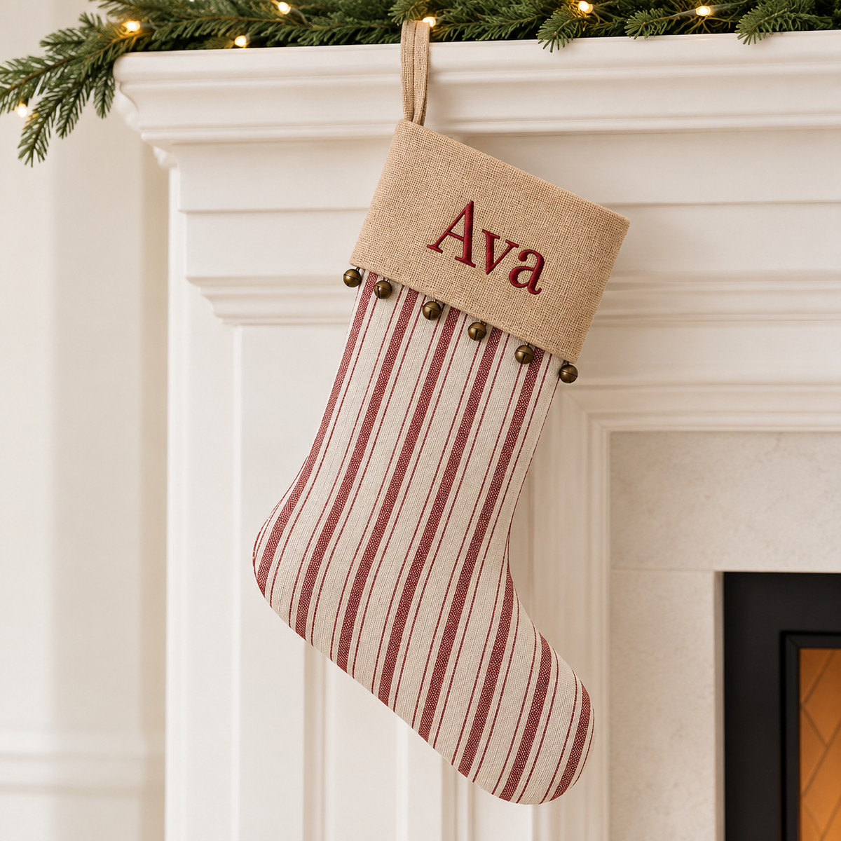 Personalized Embroidered Classic Striped Name Stocking
